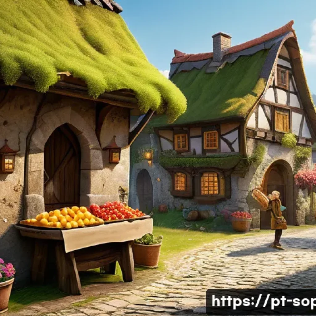 소피루비 관련 모바일 게임 - **Prompt 1: Discovery in the Whimsical Village**
"A female adventurer, dressed in practical yet ...