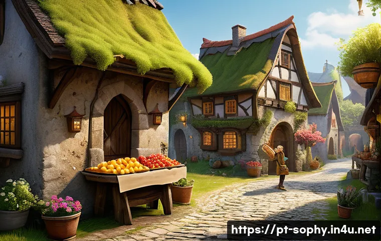 소피루비 관련 모바일 게임 - **Prompt 1: Discovery in the Whimsical Village**
"A female adventurer, dressed in practical yet ...