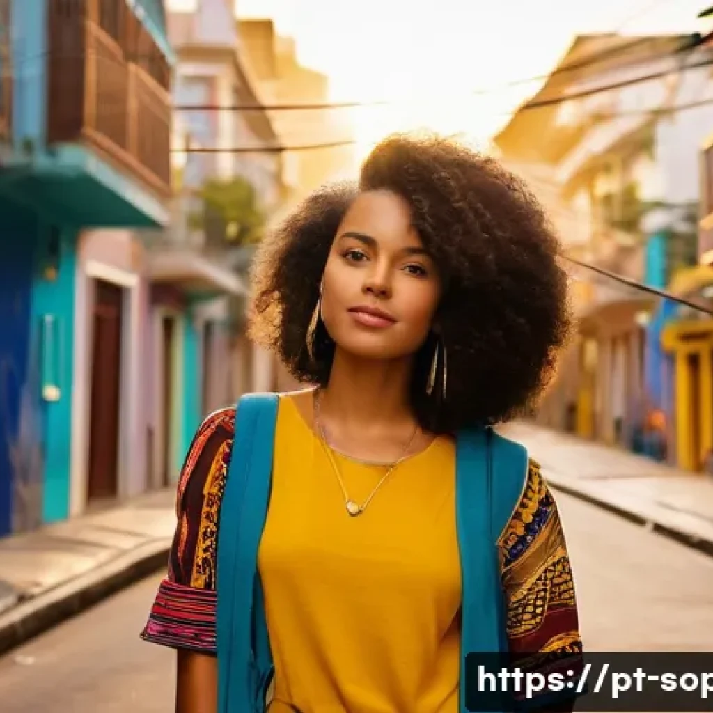 소피루비 시리즈 제작 동기 - A vibrant scene depicting the main character Sophie Ruby, a young Brazilian woman in her mid-20s, st...
